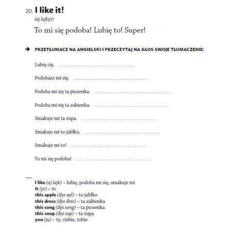 Strona z ksiązki "Malowanki do nauki języka angielskiego"