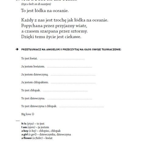 Strona z ksiązki "Malowanki do nauki języka angielskiego"