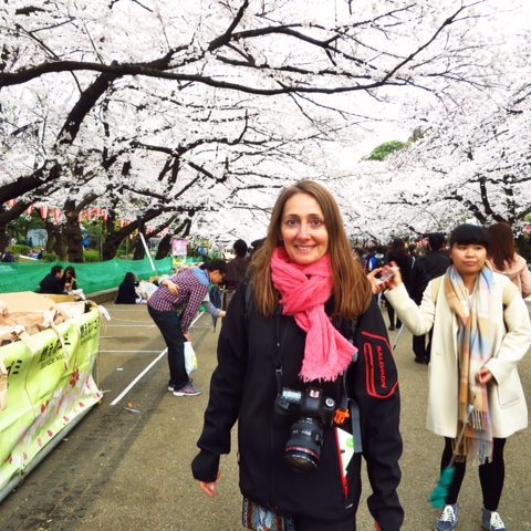 W parku kwitnących wiśni,