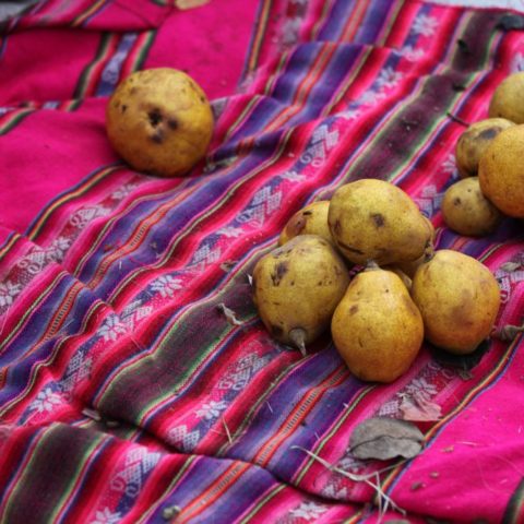 Dojrzałe gruszki na targowisku w Peru