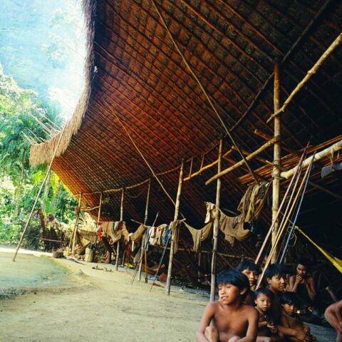 Dom Indian Yanomami zwany shabono, Wenezuela.